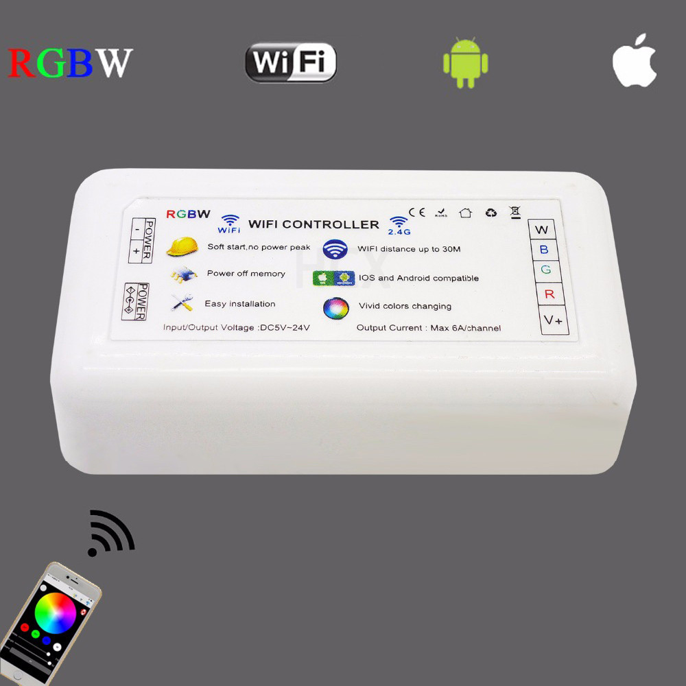 DC5-24V ios android RGBW wifi controller iphone android wifi control ESP8266 built-in 4 route max 6A/channel led RGBW strip controller For RGBW LED strip light